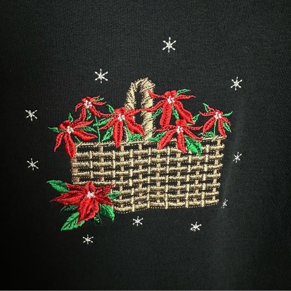 Vintage Grandma Sweater Poinsettia Basket Women's size XL New w/tags embroidered - Picture 3 of 9